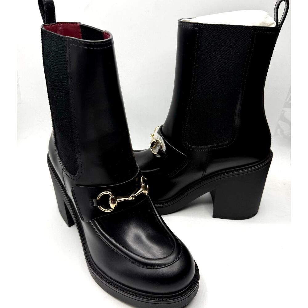 NEW Gucci Horsebit Double Stretch Band Ankle Boot Size EU 40 US 10 Black